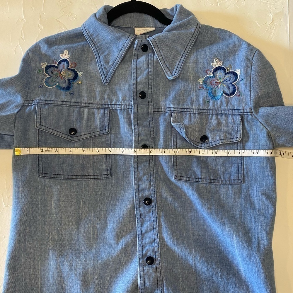 Vintage Chambray Floral Embroidered Shirt - Picture 10 of 10